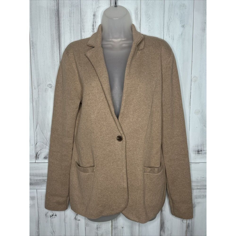 J Crew Schoolboy Sweater Blazer Brown Jacket Knit Cardigan Granny Core Cotton M